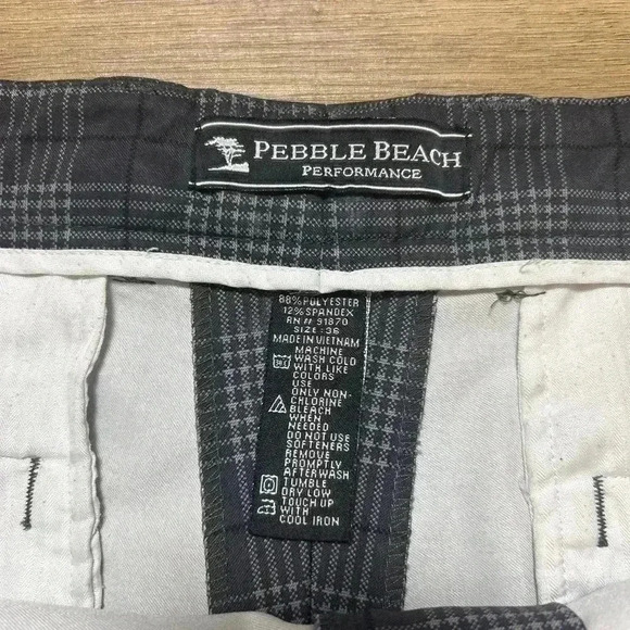 Pebble Beach Men’s 36 High Pro Golf Shorts Gray Plaid Hybrid | Stretch Quick Dry - Picture 3 of 5